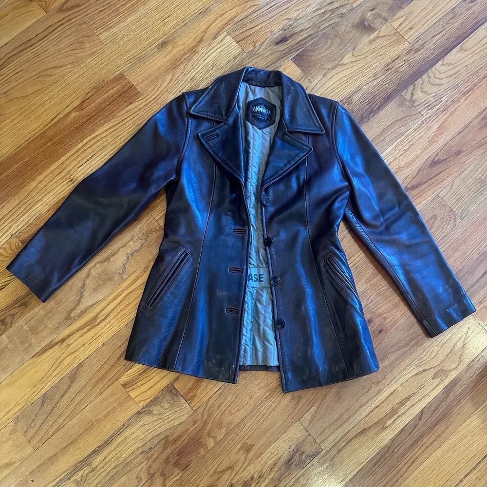 Vintage 70's Brown Leather Peacoat